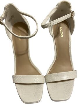 ALDO Cream Faux-Snakeskin Ankle-Strap Heeled Sandals